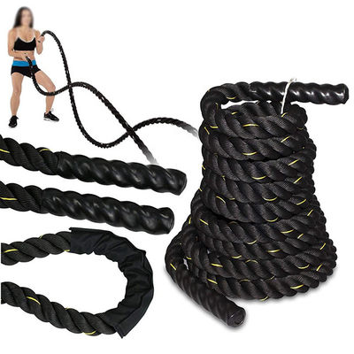 Cordes jaunes noires 9 de bataille de formation de forme physique d'exercice de polyester 12 15 mètres