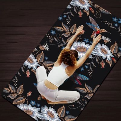 Fleur écologique imprimant le tapis 6MM de yoga en caoutchouc de suède profondément pour le sport à la maison de Pilates