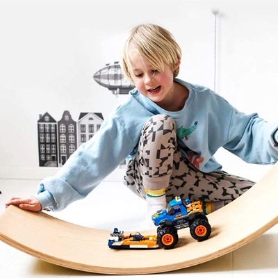Planche à bascule multifonctionnelle en bois naturel pour enfants Montessori Fitness en bois